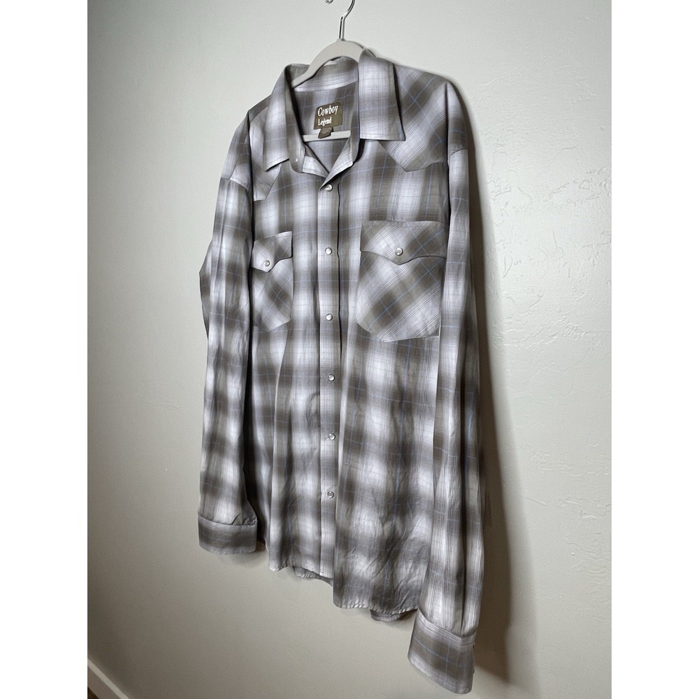 Cowboy Legend Plaid Long Sleeve Western Pearl Snap Button Down Shirt Sz 3XLT - Picture 4 of 6